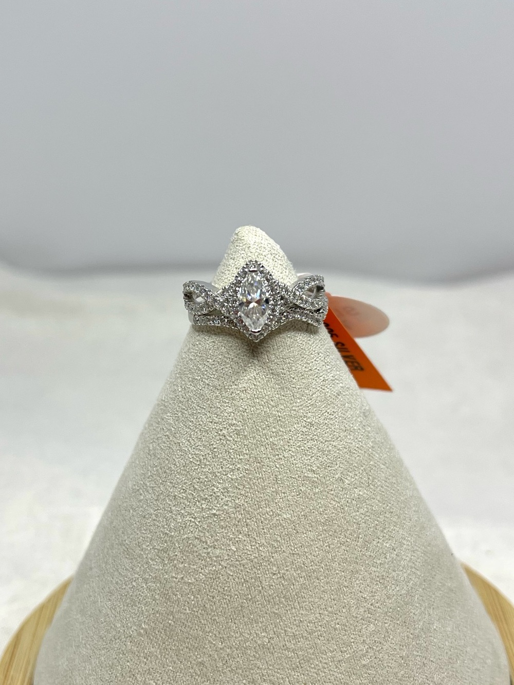 Marquise Halo set of two Rings with Moissanite